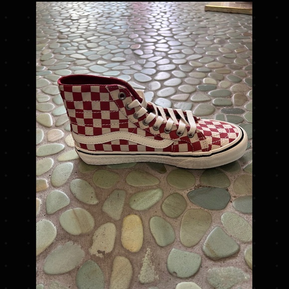 Vans Shoes - VANS SK8-Hi Decon VR3 checkerboard red sneakers NWB